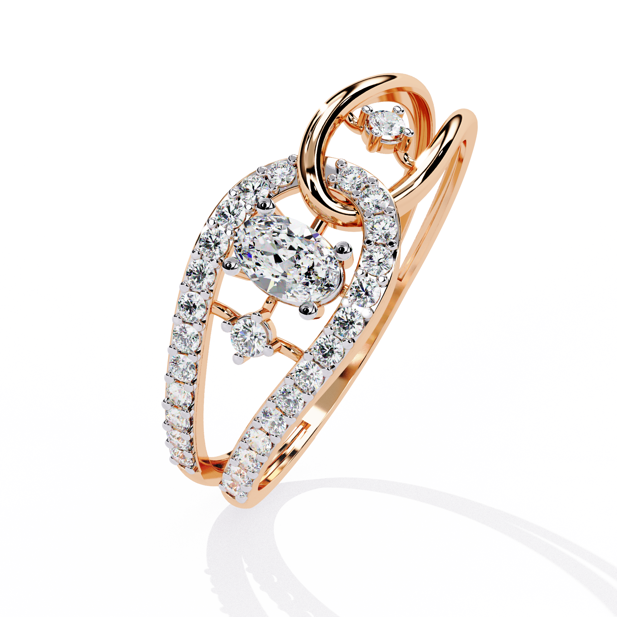 Solitairekart-0.34 CT Lab Grown Oval Diamond Link Halo Ring
